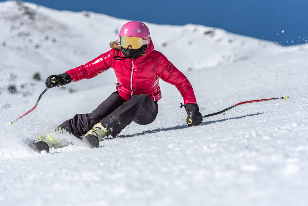 Skiing sunny day, Sierra Nevada, Spain