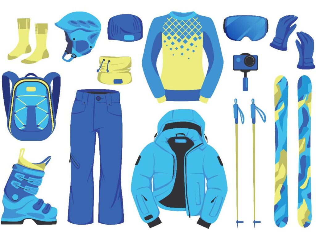 Ski equipment, Winter mountain clothes kit